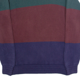 GAP Mens Patterned Jumper Brown Colourblock Crew Neck 90s Chunky Knit S