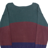 GAP Mens Patterned Jumper Brown Colourblock Crew Neck 90s Chunky Knit S