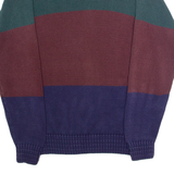 GAP Mens Patterned Jumper Brown Colourblock Crew Neck 90s Chunky Knit S