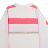 MINT VELVET Womens Patterned Jumper White Crew Neck Tight Knit Wool M