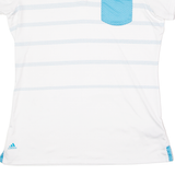 ADIDAS Womens Polo Shirt White Striped L