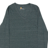 CARHARTT Womens T-Shirt Green Long Sleeve V-Neck UK 10