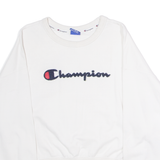 CHAMPION Cropped Womens Sweatshirt White Crew Neck S