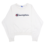 CHAMPION Cropped Womens Sweatshirt White Crew Neck S