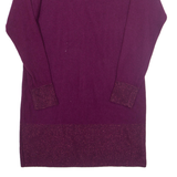 WHITE STUFF Womens Jumper Dress Purple Wool Long Sleeve Knee Length UK 10