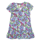 ZARA Womens Day Dress Blue Floral Short Sleeve Knee Length S