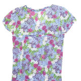 ZARA Womens Day Dress Blue Floral Short Sleeve Knee Length S