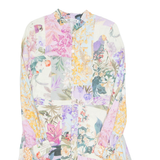 ZARA Button Up Womens Day Dress Pink Floral Long Sleeve Knee Length S