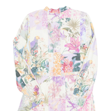 ZARA Button Up Womens Day Dress Pink Floral Long Sleeve Knee Length S