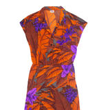 MALIBU BEACH Womens A-Line Dress Orange Floral Short Sleeve Midi M