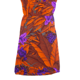 MALIBU BEACH Womens A-Line Dress Orange Floral Short Sleeve Midi M