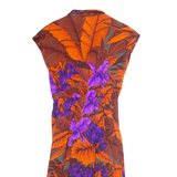 MALIBU BEACH Womens A-Line Dress Orange Floral Short Sleeve Midi M