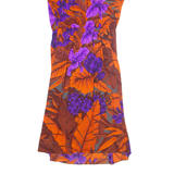 MALIBU BEACH Womens A-Line Dress Orange Floral Short Sleeve Midi M