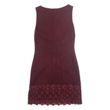 REISS Womens Shift Dress Maroon Viscose Sleeveless Knee Length UK 10