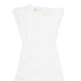 ZARA Womens Fit & Flare Dress White Short Sleeve Knee Length S