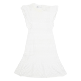 ZARA Womens Fit & Flare Dress White Short Sleeve Knee Length S