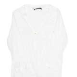 ZARA Seim Sheer Womens Shirt Dress White Long Sleeve Hi-Low S