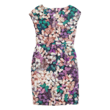 PHASE EIGHT Womens Bodycon Dress Purple Floral Sleeveless Knee Length UK 12