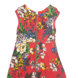 JOULES Womens Day Dress Red Viscose Floral Short Sleeve Knee Length UK 12