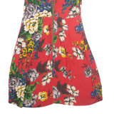 JOULES Womens Day Dress Red Viscose Floral Short Sleeve Knee Length UK 12