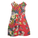 JOULES Womens Day Dress Red Viscose Floral Short Sleeve Knee Length UK 12
