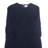 DKNY Womens Shift Dress Blue Viscose Long Sleeve Knee Length L