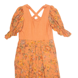 STOCKERPOINT Womens Day Dress Orange Floral Short Sleeve Long L