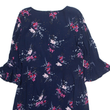 PHASE EIGHT Womens Day Dress Blue Floral Knee Length UK 16