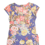 JOULES Womens Day Dress Blue Floral Short Sleeve Knee Length UK 14