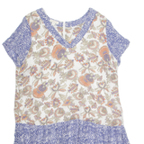 MONSOON Womens Day Dress Blue Viscose Floral Short Sleeve Knee Length UK 18