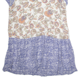 MONSOON Womens Day Dress Blue Viscose Floral Short Sleeve Knee Length UK 18