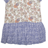 MONSOON Womens Day Dress Blue Viscose Floral Short Sleeve Knee Length UK 18