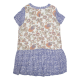 MONSOON Womens Day Dress Blue Viscose Floral Short Sleeve Knee Length UK 18