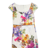MONSOON Womens Pencil Dress Cream Floral Short Sleeve Midi UK 12