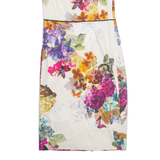 MONSOON Womens Pencil Dress Cream Floral Short Sleeve Midi UK 12