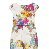 MONSOON Womens Pencil Dress Cream Floral Short Sleeve Midi UK 12
