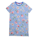 JOULES Womens T-Shirt Dress Blue Floral Short Sleeve Knee Length UK 14