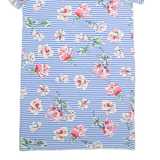 JOULES Womens T-Shirt Dress Blue Floral Short Sleeve Knee Length UK 14