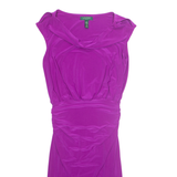 LAUREN RALPH LAUREN Stretch Womens Bodycon Dress Purple Short Sleeve Midi UK 12