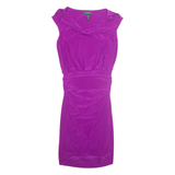 LAUREN RALPH LAUREN Stretch Womens Bodycon Dress Purple Short Sleeve Midi UK 12