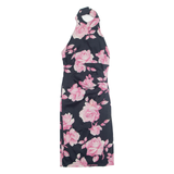 KAREN MILLEN Womens Bodycon Dress Black Floral Sleeveless Midi UK 10