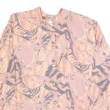 DIVINA Womens Printed Blouse Pink Long Sleeve Crazy Pattern L