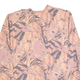 DIVINA Womens Printed Blouse Pink Long Sleeve Crazy Pattern L