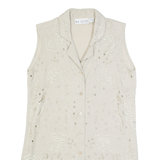 TOGETHER Womens Top Beige Collared Sleeveless UK 8