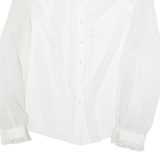 Semi Sheer Womens Shirt White Collared Long Sleeve M