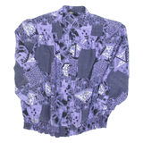 SCHNEBERGER Womens Printed Blouse Purple Collared 90s Crazy Pattern L