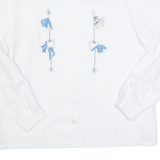 ALBANES Womens Shirt White Collared Long Sleeve S