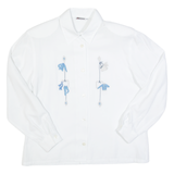 ALBANES Womens Shirt White Collared Long Sleeve S