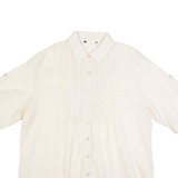 Womens Blouse Beige Collared Linen L