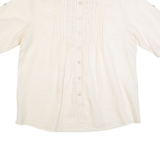 Womens Blouse Beige Collared Linen L